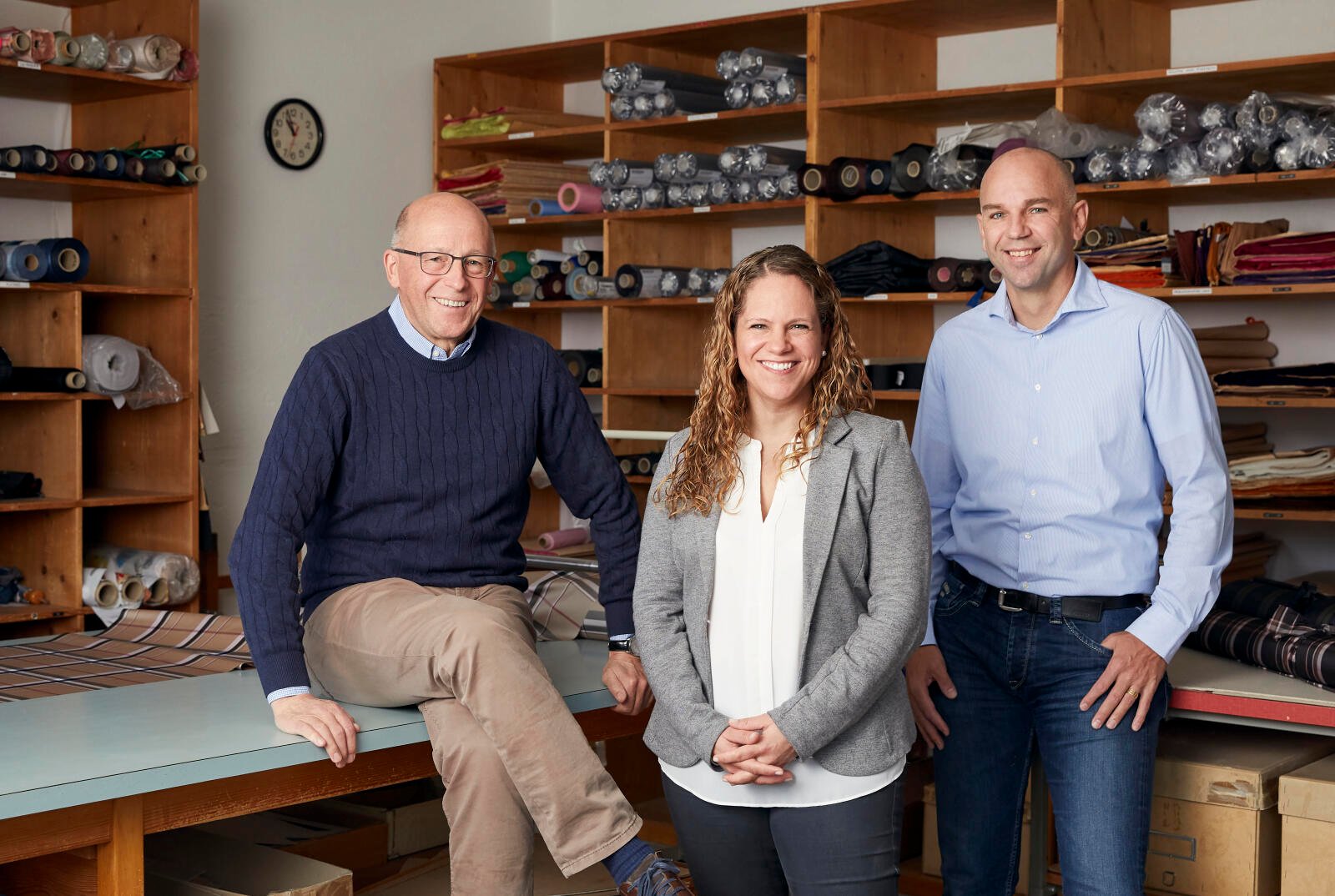 Team der Schirmfabrik Uznach: Edgar, Andrea und Roman Strotz (von links)